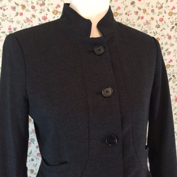 Ann Taylor Loft Dress Coat Grey Black Peplum - Picture 2 of 7